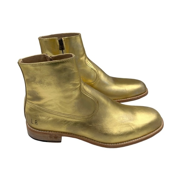 NWOT George Esquivel Boswell Chelsea Boot Zip-Up Gold Leather 10.5 - Picture 9 of 13